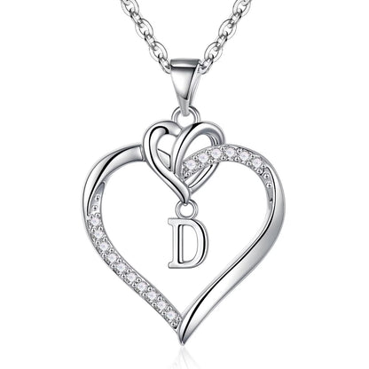 STORUP Heart Initial Necklaces for Women Girls, 14K-Gold-Plated Initial A-Z Heart Necklaces for Teen Girl Jewelry Birthday Gifts for Girls Women Her Wife Mom