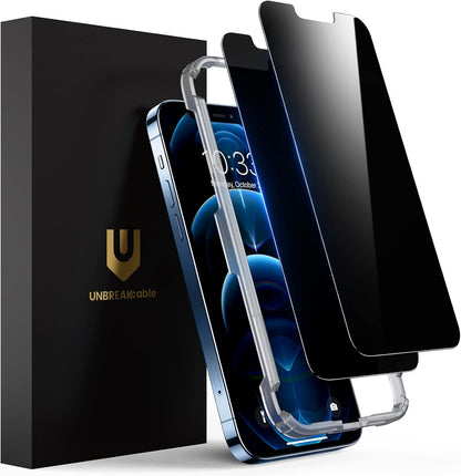 UNBREAKcable Privacy Screen Protector for iPhone 16 Pro Max, Anti-Spy Shatterproof Tempered Glass [True 28°Anti Spy] [9H Hardness] [Easy Installation Frame] Black Protector for iPhone 6.9" - 2 Pack