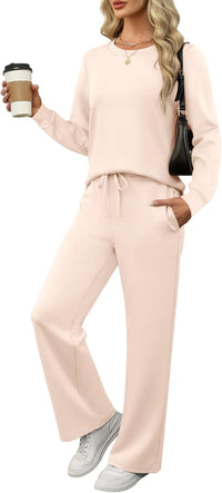 ANRABESS Women's 2 Piece Lounge Sets Casual Travel Outfits Wide Leg Tracksuit Sweatsuits Matching Set 2025 Fall Clothes