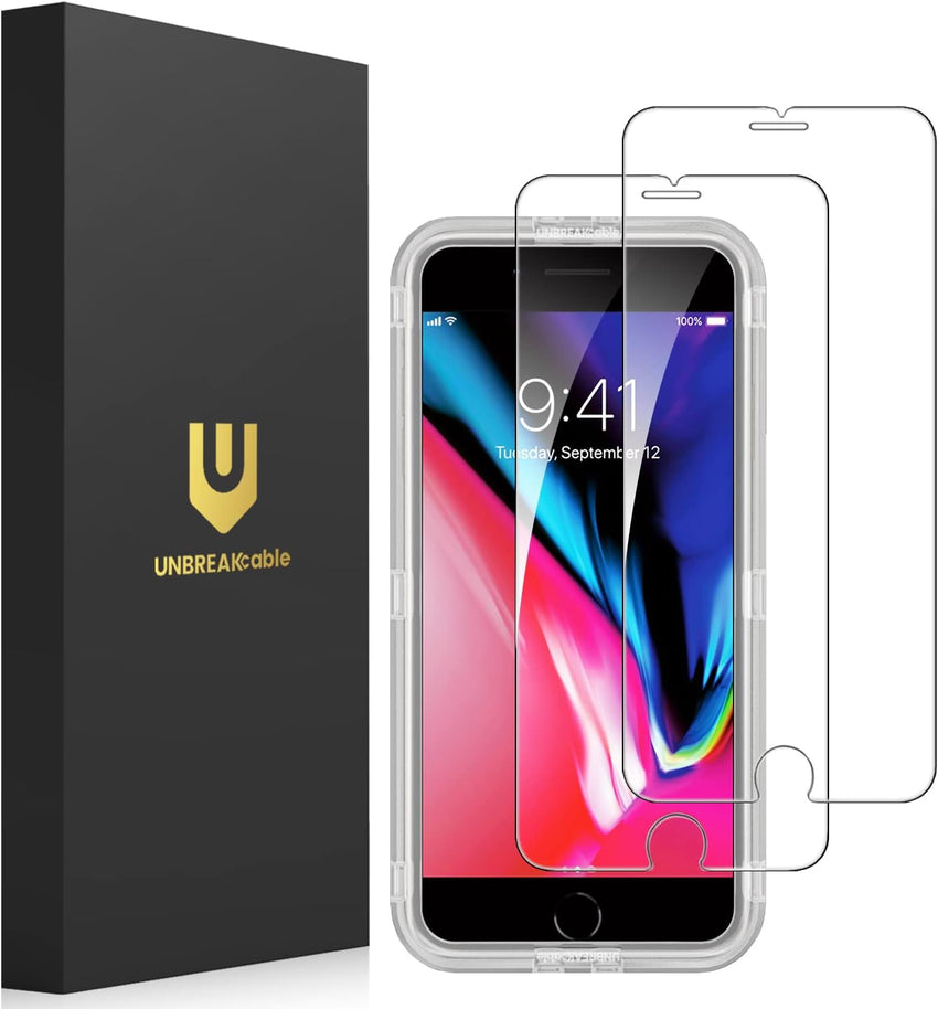UNBREAKcable 2-Pack Screen Protector for iPhone 14/13/13 Pro Double Shatterproof Tempered Glass [Easy Installation Frame] [9H Hardness] [99.99% HD] [Bubble Free] for Apple 13 Pro/13/14 6.1 inch