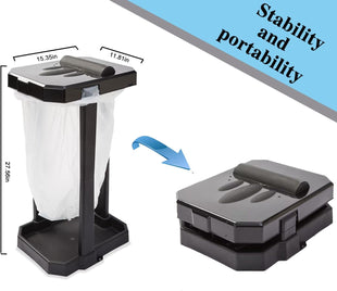 Collapsible Trash Can with Reinforced Legs & 20 Bags – Portable Garbage Bin for Camping, RV, Picnics, Indoor/Outdoor Use, Easy Assembly, Compact Storage, Includes Ground Pegs for Stability