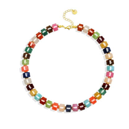 Chunky Beaded Statement Necklace for Women Trendy Colorful Boho Resin Bead Choker Necklaces Summer Handmade Jewelry Gifts Accessories