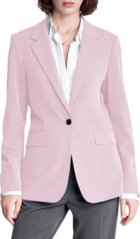 Mina Self 2025 Fall Casual Blazer for Women-Long Sleeve Lapel Open Front Lightweight Work Office Jackets with Pockets