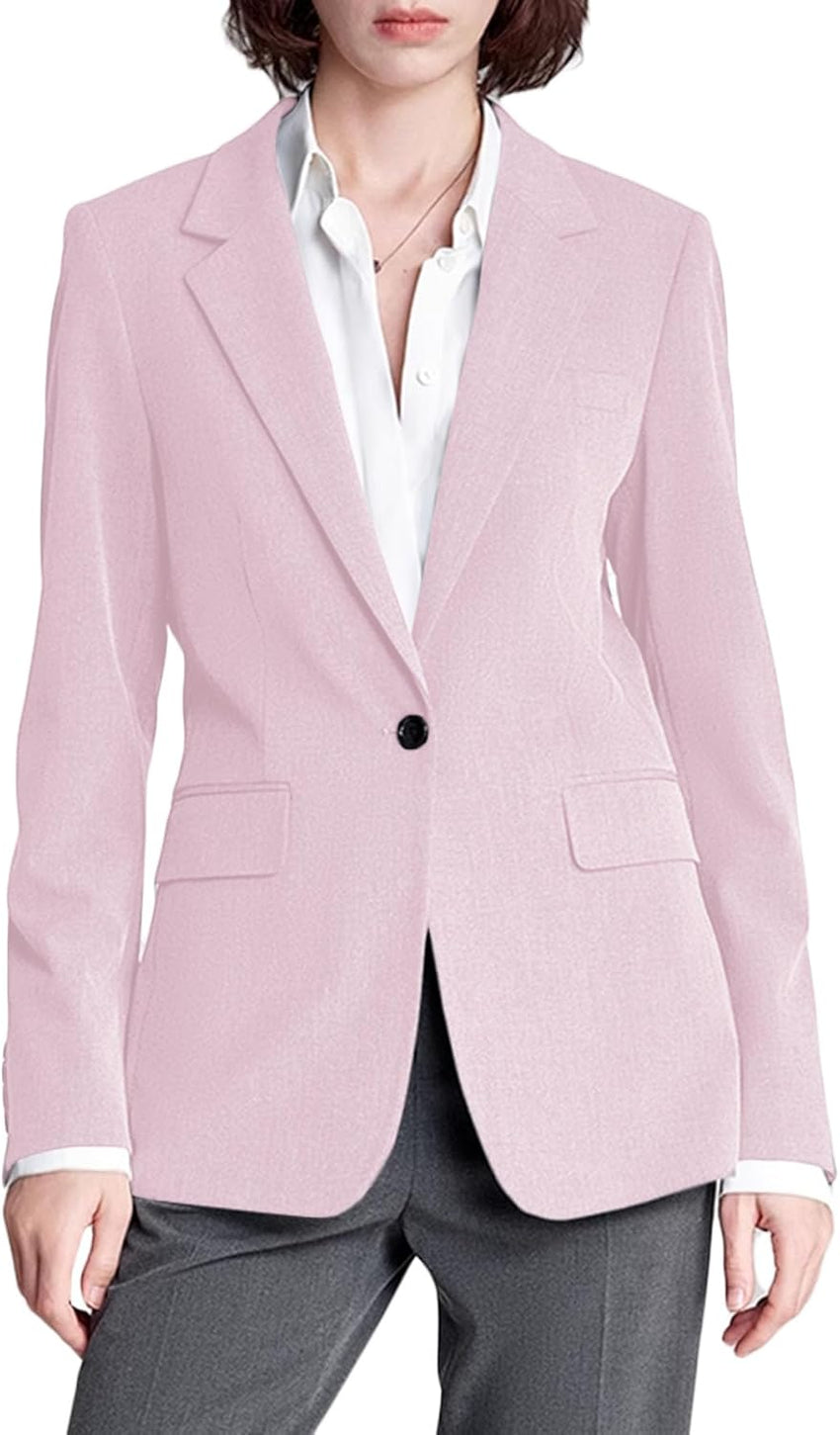 Mina Self 2025 Fall Casual Blazer for Women-Long Sleeve Lapel Open Front Lightweight Work Office Jackets with Pockets