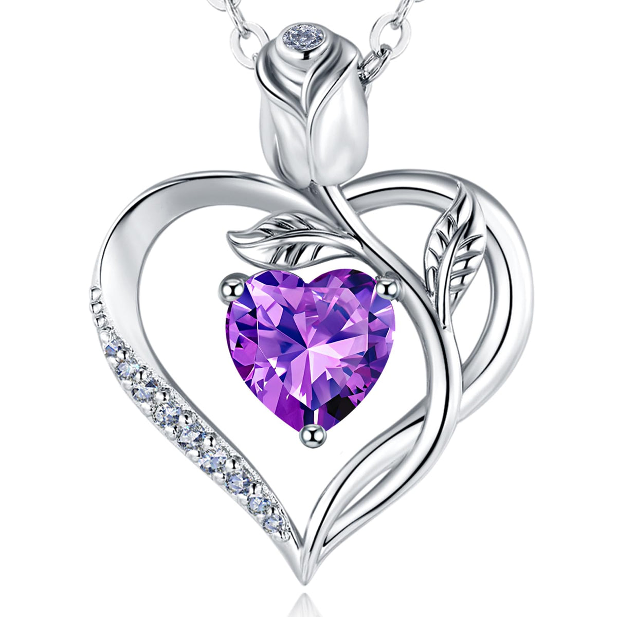 Women's Heart Pendant Necklace – 1.2CT Moissanite or Lab-Grown Sapphire, Ruby & Emerald