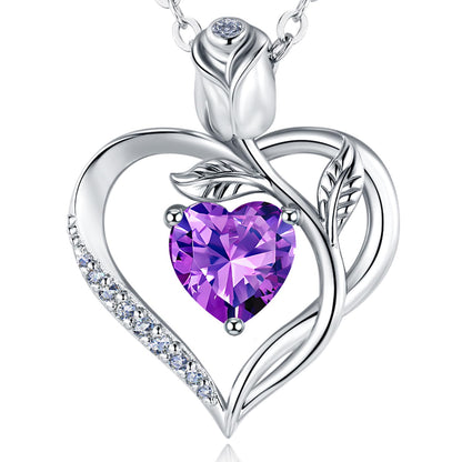 Women's Heart Pendant Necklace – 1.2CT Moissanite or Lab-Grown Sapphire, Ruby & Emerald