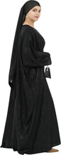 Elegant Eid Clothes Women Muslim Glossy Batwing Sleeve Abaya Ramadan Prayer Dress with Belt