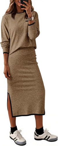 Dokotoo 2 Piece Skirts Sets For Women Fall Fashion 2025 Sweater Dress Knit Lounge Travel Outfits Winter Clothing