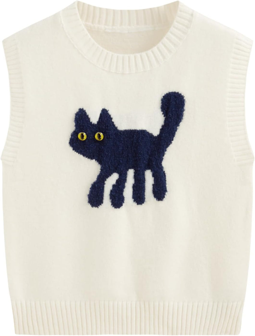 CIDER Women’s Sweater Vest Knit Sleeveless Pear Cute Graphic Sweater Vest Tank Top Fall Outfits