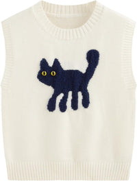 CIDER Women’s Sweater Vest Knit Sleeveless Pear Cute Graphic Sweater Vest Tank Top Fall Outfits