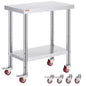 Vevor Mophorn Stainless Steel Work Table 36x24 Inch with 4 Wheels, Casters Heavy Duty Food Prep Worktable for Commercial Kitchen Restaurant, Silver