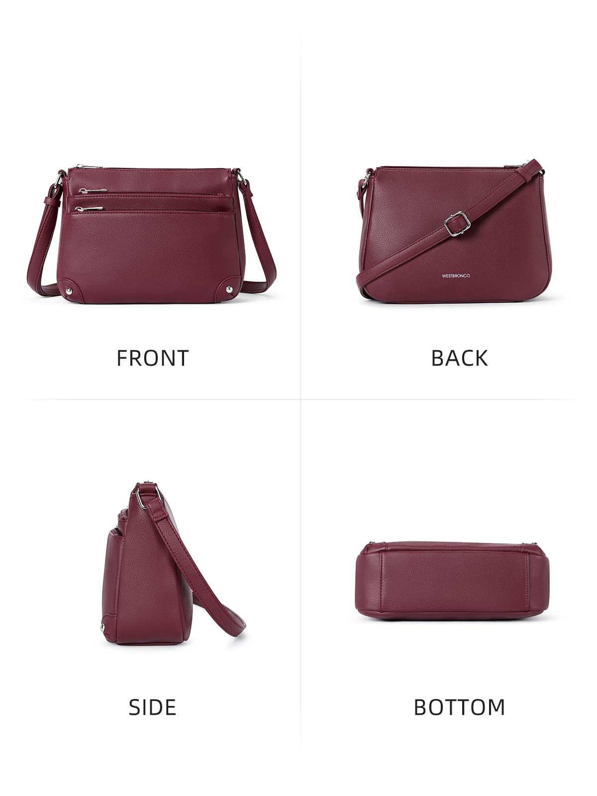 WESTBRONCO Crossbody Bags for Women, Medium Size Shoulder Handbags, Satchel Purse with Multi Zipper Pocket