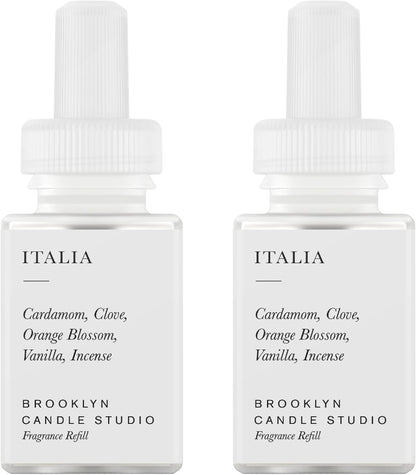 Pura & Brooklyn Candle Studio Home Scent Refill - Smart Air Diffuser - Up to 120-Hours of Luxury Fragrance per Refill - Home Essential - Clean & Safe Diffuser Fragrance - 2 Pack, Santorini