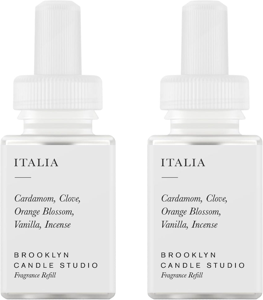 Pura & Brooklyn Candle Studio Home Scent Refill - Smart Air Diffuser - Up to 120-Hours of Luxury Fragrance per Refill - Home Essential - Clean & Safe Diffuser Fragrance - 2 Pack, Santorini