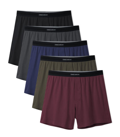 DAVID ARCHY Combed Cotton Boxers for Men Soft Underwear Mens Boxers Knit Boxer Shorts for Men Pack