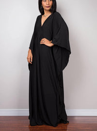 RanRui Caftans for Women Solid Color Chiffon Plus Size Kaftan Dresses Beach Cover Up V Neck Batwing Sleeve Caftans Loungewear