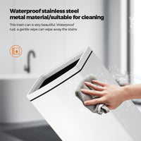 6.6 Gallon/25L Stainless Steel Square Trash Can, Large Capacity Kitchen Garbage Can, Business Trash Bin, Tall, Elegant, White Waste Basket, for Home, Office, Hotel (25LWhite)