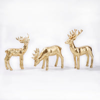 3pcs Resin Reindeer Figurines for Christmas Decor Gold Tabletop Reindeer Statues Small Decorative Deer Figurines for Indoor Christmas Tabletop Mantle Decorations