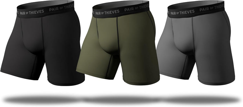 Pair of Thieves Men’s Long Boxer Briefs – Soft, Breathable, Quick Dry Underwear with 4-Way Stretch – Multi-Pack