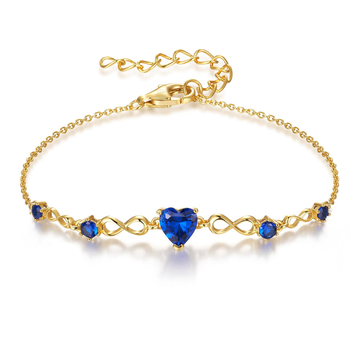 G&GEMSJEW Infinity Heart Birthstone Bracelets for Women, 925 Sterling Silver Women Charm Link Bracelet Adjustable, Birthday Anniversary Christmas Jewelry Gifts for Women Wife Mom Girlfriend Her