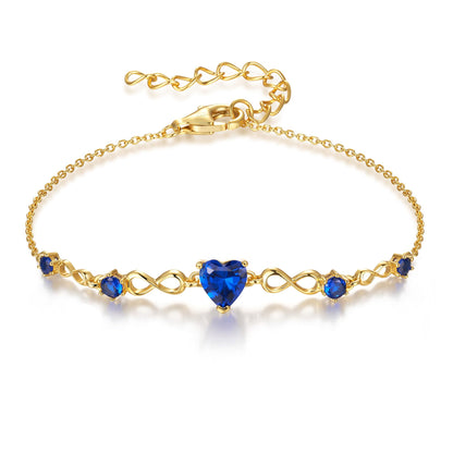 G&GEMSJEW Infinity Heart Birthstone Bracelets for Women, 925 Sterling Silver Women Charm Link Bracelet Adjustable, Birthday Anniversary Christmas Jewelry Gifts for Women Wife Mom Girlfriend Her