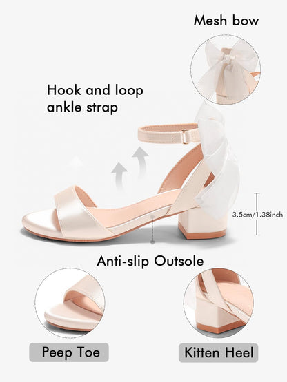 Coutgo Girls Dress Shoes Sandals Chunky Low Heels Bow Ankle Strap Flower Girl Wedding Party Shoes for Little Kids, White, Size 1Coutgo Girls Dress Shoes Sandals Chunky Low Heels Bow Ankle Strap Flower Girl We…