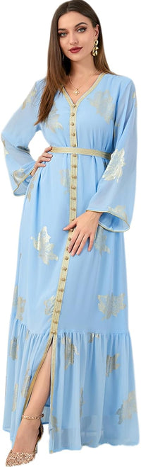ODIZLI Abaya Dress for Women Dubai Sadui Bead Moroccan Kaftan Fancy Eid Dress