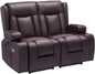 VEVOR Loveseat Recliner Sofa with Massage & Heat, Power Reclining Couch with Console, PU Leather Electric RV Sofa with USB & Outlet/Storage/Cup Holders/Pockets, Home Theater Seating for Living Room