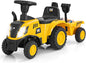 HONEY JOY Kids Ride on Tractor, Licensed Caterpillar Ride On Push Car for Toddlers, Detachable Trailer, Shovel & Rake, Horn, Engine Sound, LED Lights, No Power Ride On Toy for Boys Girls (Yellow)