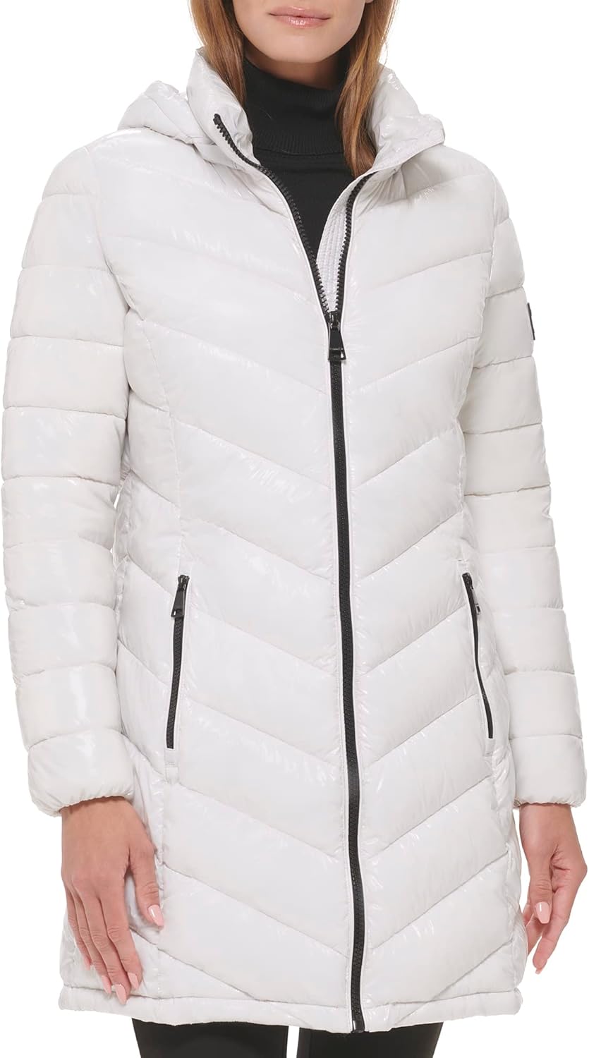 Calvin Klein Women's Long Chevron Puffer Jacket