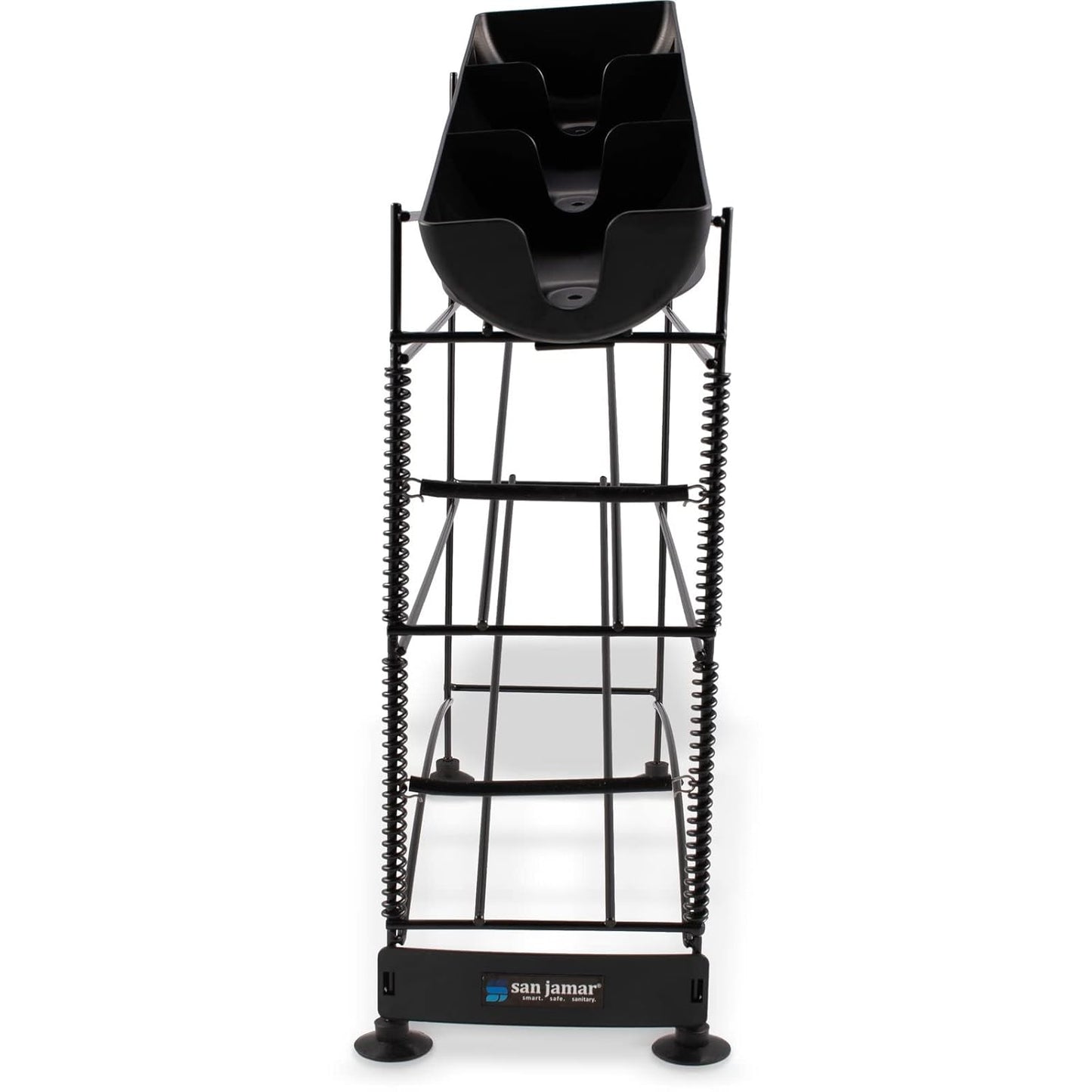 San Jamar Wireworks Cup and Lid Dispenser Fits 8 - 44 Oz. Cups, 3 Tiers with Suction Cup Feet for Restaurants, Fast Food, And Kitchens, Plastic, 8.25 X 20.5 X 22.5 Inches, Black