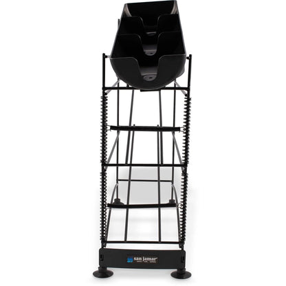 San Jamar Wireworks Cup and Lid Dispenser Fits 8 - 44 Oz. Cups, 3 Tiers with Suction Cup Feet for Restaurants, Fast Food, And Kitchens, Plastic, 8.25 X 20.5 X 22.5 Inches, Black