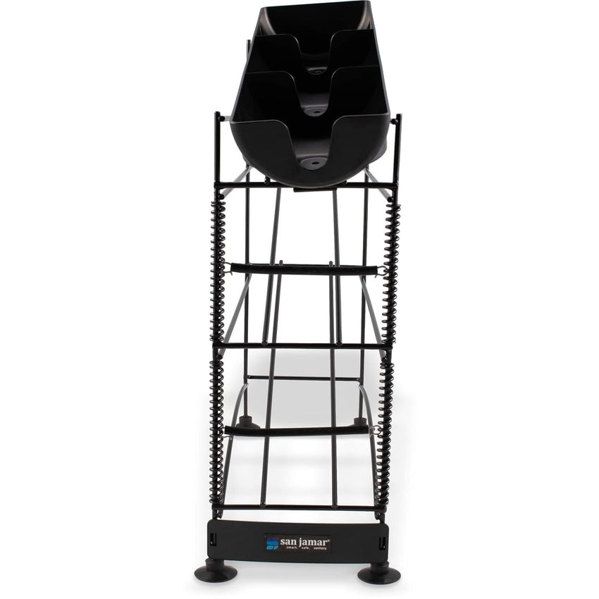 San Jamar Wireworks Cup and Lid Dispenser Fits 8 - 44 Oz. Cups, 3 Tiers with Suction Cup Feet for Restaurants, Fast Food, And Kitchens, Plastic, 8.25 X 20.5 X 22.5 Inches, Black