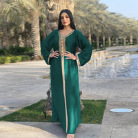PolyJolly Embroidery Abaya Dress for Women Dubai Sadui Bead Moroccan Kaftan Fancy Eid Collection