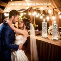 Rose Shadow LED Flameless Candles, 6PCS Romantic Battery Operated Candles Led Pillar Candles for Valentines Anniversary Wedding Christmas Decorations(White, D 2.5" x H 7.2")