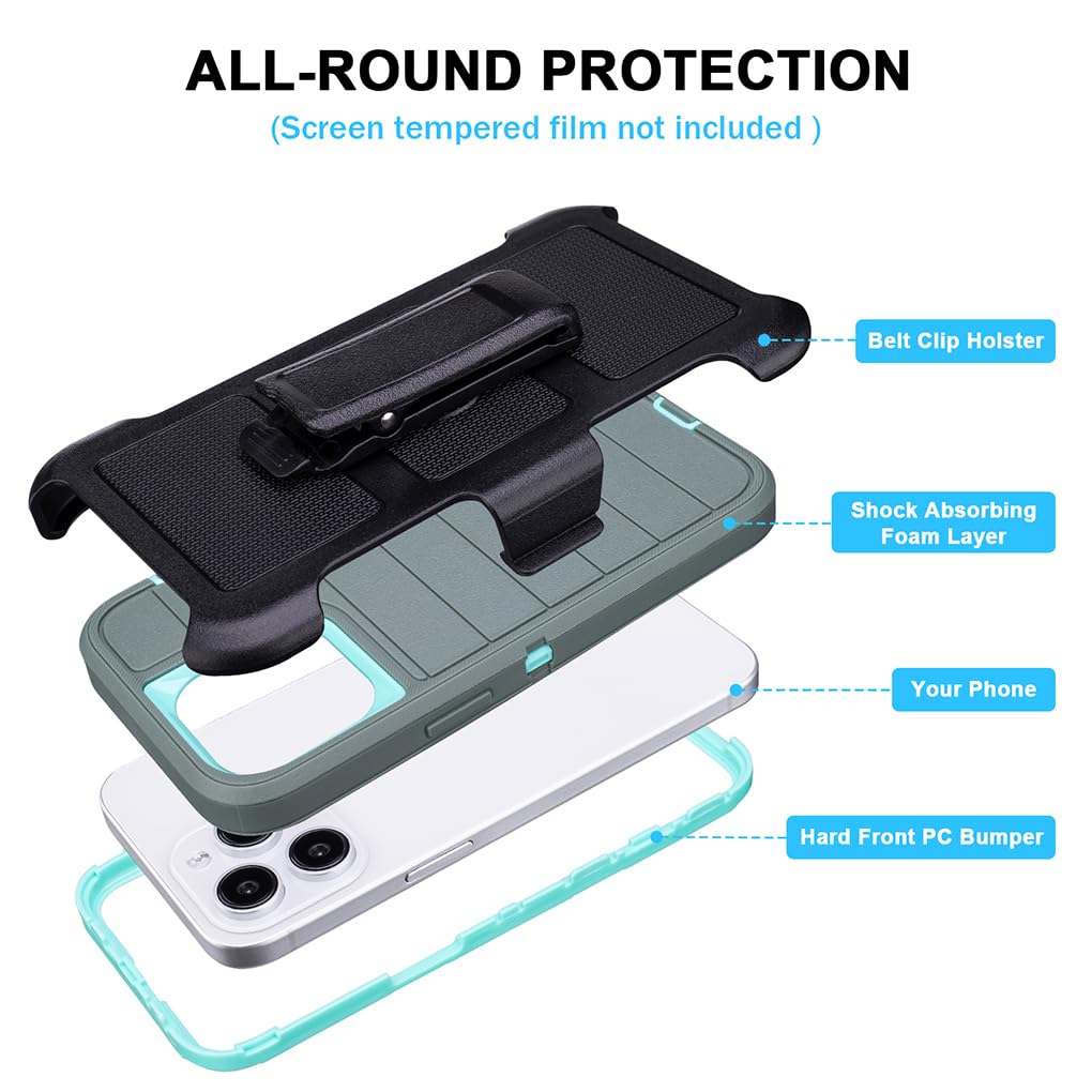Phone Cases for iPhone 12 Pro Max Case Black with Belt Clip,3 Layers of Sturdy,Military Grade Shockproof ProMax Holster Protective Cases for Heavy Duty iPhone 12 Pro Max Phone Case Black Blue