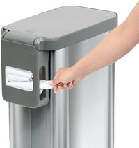 Glad Slim Trash Can with Clorox Odor Protection - Narrow Kitchen Garbage Bin with Soft Close Lid, Step On Foot Pedal and Waste Bag Roll Holder, All Stainless, 45 Liter