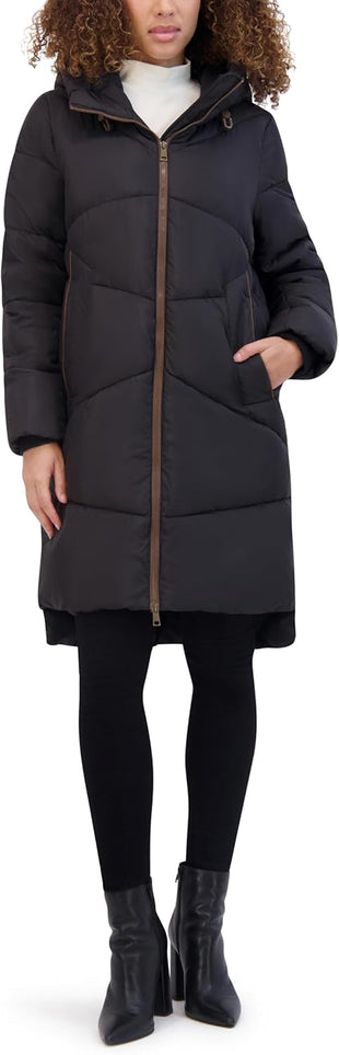 Andrew Marc womens Baisley Water Resistant High Low Relaxed Puffer
