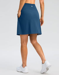 SANTINY 18" Skorts for Women 3 Pockets High Waist Long Athletic Tennis Skirt Golf Skort for Casual Summer Travel