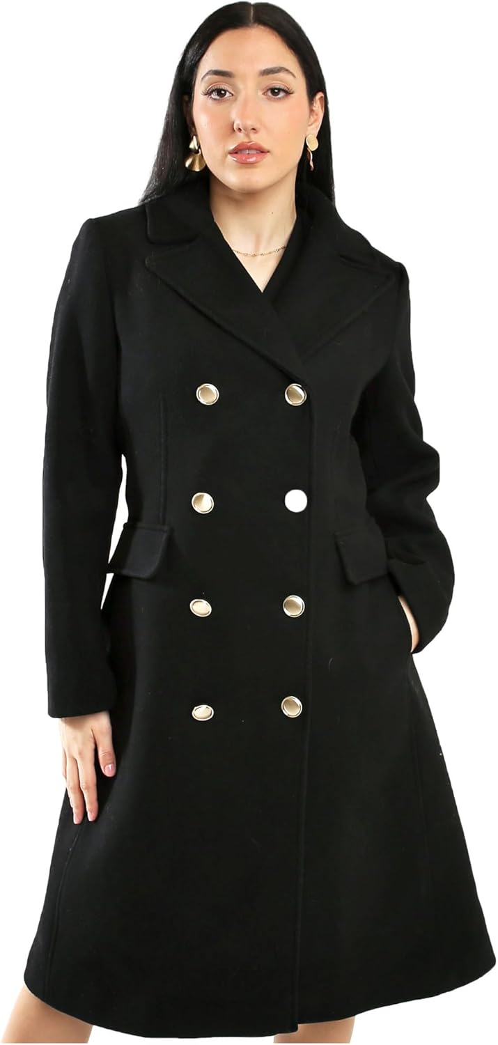 Vince Camuto Winter Coats - Women Double-Breasted Faux Collar Wool Womens Jacket