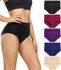 wirarpa Women's Underwear High Waisted Ladies Cotton Panties Soft Full Coverage Briefs 5 Pack (Regular & Plus Size)
