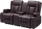 VEVOR Loveseat Recliner Sofa with Massage & Heat, Power Reclining Couch with Console, PU Leather Electric RV Sofa with USB & Outlet/Storage/Cup Holders/Pockets, Home Theater Seating for Living Room