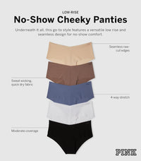 Victoria's Secret PINK Women's No Show Cheekster Underwear, Panties for Women, Spring Basic, (L)