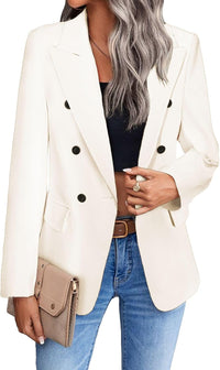 Mina Self Women's 2024 Spring Casual Blazer Jackets Long Sleeve Lapel Pocket Loose Fit Work Casual Blazers Outerwear