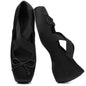 Women's Ballet Flats Square Toe Criss Cross Straps with Bow Low Wedge Shoes