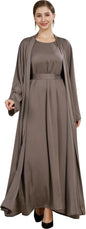 khalat Women Muslim Abaya Dress 2PCS Lightweight Satin Abaya Dress for Women Islamic Dubai Modest Kaftan Prayer Dress