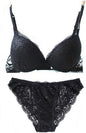 Nanier Women's Solid Lace Push up Bra Set