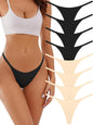 Seamless G-string Thongs for Women - No Show Thong Underwear Stretch Breathable Low Rise Panties 8 Pack