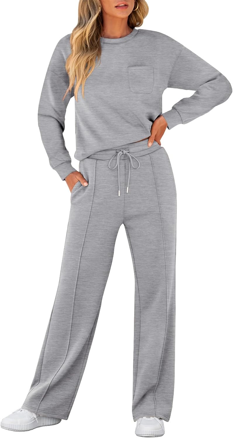 ANRABESS Women 2 Piece Set Long Sleeve Sweatsuit Sweatpants Tracksuit Sweat Casual Matching 2025 Travel Fall Trendy Outfits