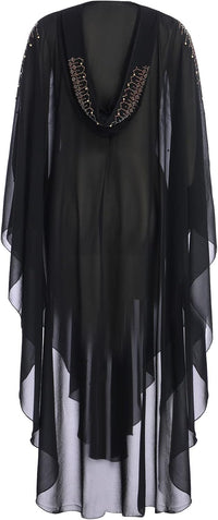 IBTOM CASTLE Abaya for Women Muslim, Beaded Embroidered Maxi Kaftan Dress Cardigan Caftan Dubai Arabic Kimono Robe
